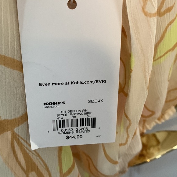 NWT EVRI floral blouse with smocked neckline Plus Size 4X - Picture 5 of 7